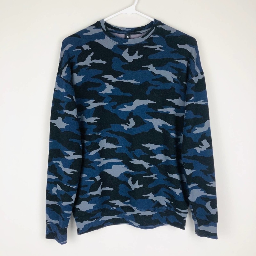 Athlete Camo Print Soft Stretchy Jersey Knit Sweatshirt XXS
